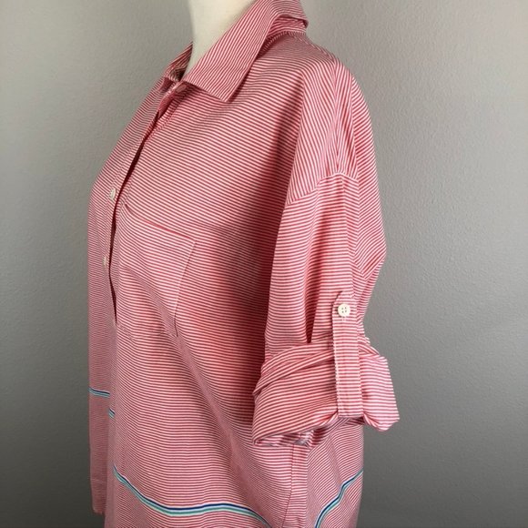 J. Crew Boyfriend Tunic in Red Placed Stripe
